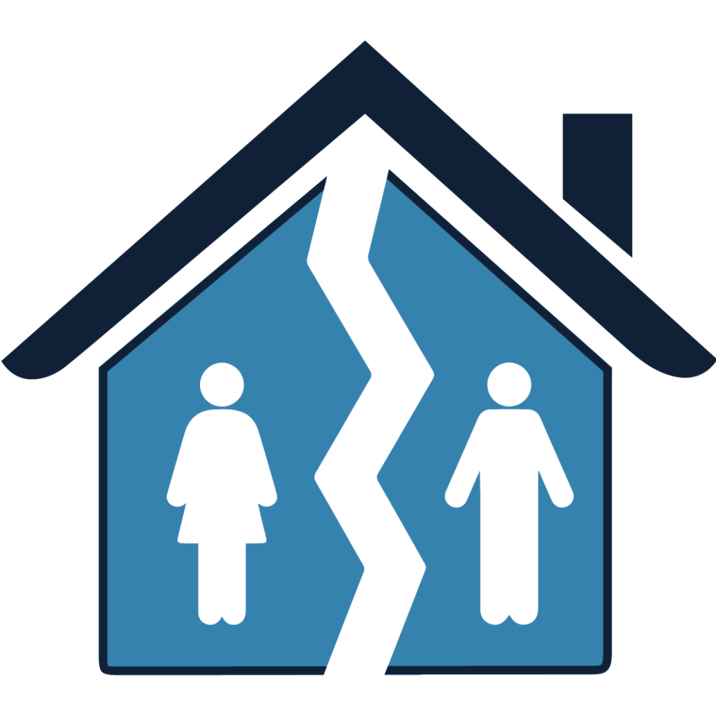 man and a woman in a broken house